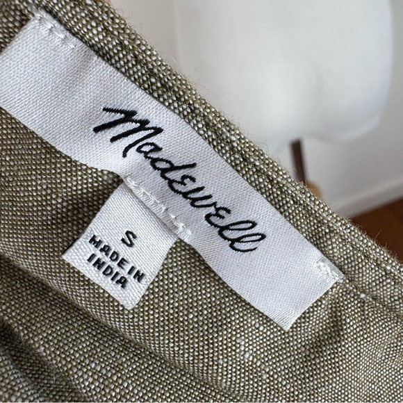 Madewell Linen-Blend Alexandra Button-Front Short Sleeves Dress Size S - Picture 6 of 8